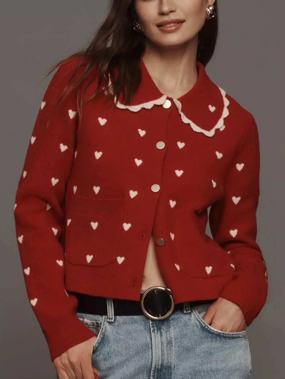 Anthropologie NVLT Heart Icon Knit Jacket